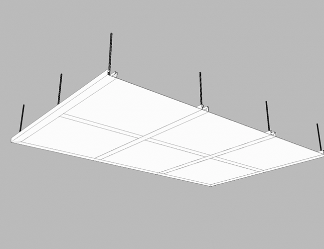 Zeichnung einer Stahlbandraster-Decke für Reinräume