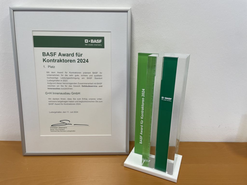 Gerahmte Urkunde und Pokal