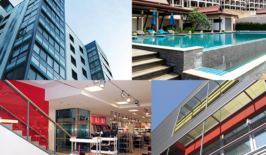Büro, Hotel, Gewerbegebäude und Einkaufszentrum