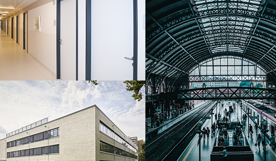 Klinik und Krankenhaus sowie Bahnhof und Schule